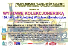 Wystawa kolekcjonerska 180. lat Linii Kolejowej Wrocław – Świebodzice - plakat [Dokument życia społecznego]