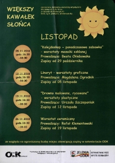 Większy Kawałek Słońca : listopad - plakat [Dokument życia społecznego]