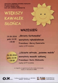 Większy Kawałek Słońca : wrzesień - plakat [Dokument życia społecznego]