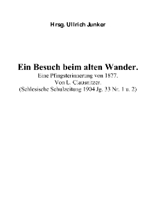 Ein Besuch beim alten Wander : Eine Pfingsterinnerung von 1877 [Dokument elektroniczny]