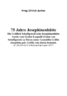 75 Jahre Josephinenhütte [Dokument elektroniczny]