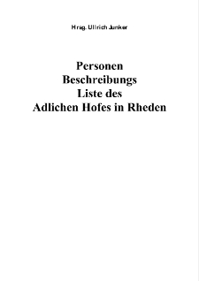 Personen Beschreibungs Liste des Adlichen Hofes in Rheden [Dokument elektroniczny]