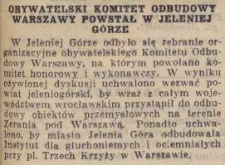 Obywatelski Komitet Odbudowy Warszawy powstał w Jeleniej Górze