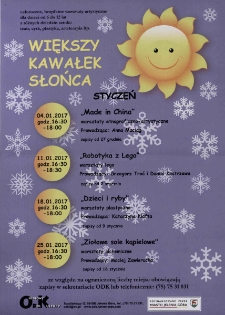 Większy Kawałek Słońca : styczeń - plakat [Dokument życia społecznego]