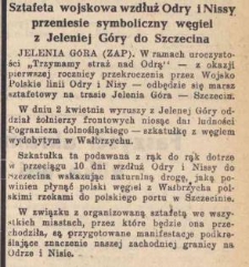 Sztafeta wojskowa wzdłuż Odry i Nissy przeniesie symboliczny węgiel z Jeleniej Góry do Szczecina