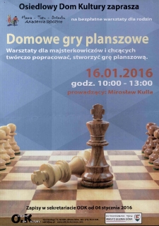 Domowe gry planszowe - plakat [Dokument życia społecznego]