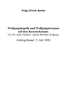 Wolfgangskapelle und Wolfgangsbrunnen auf dem Kemnitzkamme. [Dokument elektroniczny]