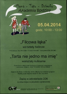 Filcowa łąka : warsztaty twórcze. Tarta nie jedno ma imię : warsztaty kulinarne - plakat [Dokument życia społecznego]