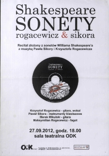 Shakespeare Sonety rogacewicz & sikora - plakat [Dokument życia społecznego]