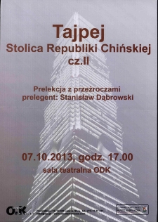 Tajpej. Stolica Republiki Chińskiej- plakat [Dokument życia społecznego]