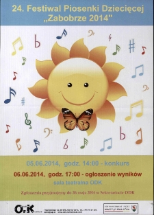 24. Festiwal Piosenki Dziecięcej "Zabobrze 2014" - plakat [Dokument życia społecznego]