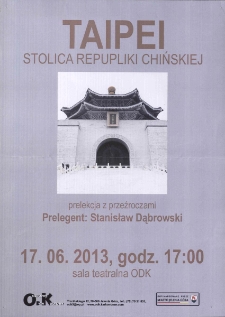 Tajpej. Stolica Republiki Chińskiej - plakat [Dokument życia społecznego]