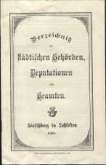 Verzeichnis der Städtischen Behörden, Deputationen und Beamten