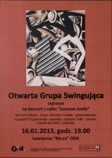 Koncert z cyklu Jezzowe Środy : Otwarta Grupa Swingująca - plakat [Dokument życia społecznego]