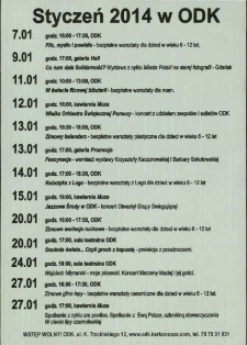 Styczeń 2014 w ODK - ulotka [Dokument życia społecznego]