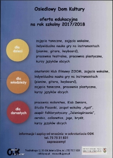 Oferta edukacyjna na rok 2017/2018 - plakat [Dokument życia społecznego]