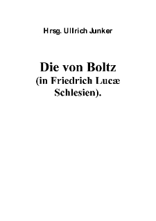 Die von Boltz (in Friedrich Lucæ Schlesien) [Dokument elektroniczny]