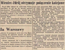 Wieniec-Zdrój otrzymuje połączenie kolejowe