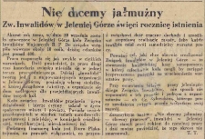 Nie chcemy jałmużny - Zw. Inwalidow w Jeleniej Górze święci rocznicę istnienia