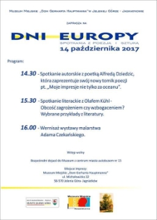 Dni Europy. Spotkania z poezją i sztuką - plakat [Dokument życia społecznego]