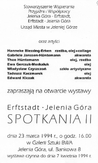 Erfstadt - Jelenia Góra. Spotkania II - zaproszenie [Dokumenty życia społecznego]