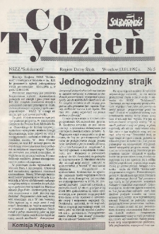 Co Tydzień : NSZZ Solidarność Region Dolny Śląsk, 1992, nr 5