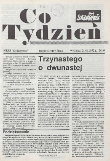 Co Tydzień : NSZZ Solidarność Region Dolny Śląsk, 1992, nr 6