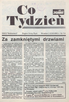 Co Tydzień : NSZZ Solidarność Region Dolny Śląsk, 1992, nr 7-8