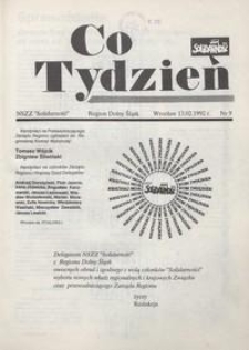 Co Tydzień : NSZZ Solidarność Region Dolny Śląsk, 1992, nr 9