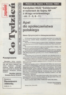 Co Tydzień : NSZZ Solidarność Region Dolny Śląsk, 1993, numer specjalny 2