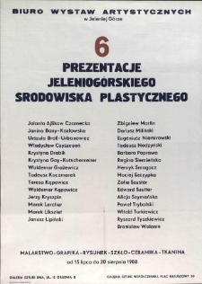 6 Prezentacje Jeleniogórskiego Środowiska Plastycznego - afisz [Dokument życia społecznego]