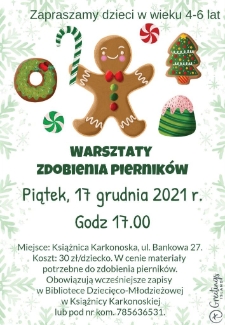 Warsztaty zdobienia piernik&oacute;w - plakat [Dokument życia społecznego]