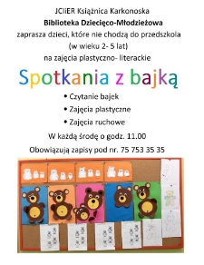 Spotkania z bajką - plakat [Dokument życia społecznego]