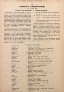 Ustalenie nazw miejscowości na Ziemiach Odzyskanych. Komunikat Nr 7 Instytutu śląskiego : z dnia 2 marca 1946 r.