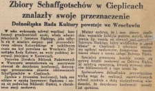 Zbiory Scbaffgotschów w Cieplicach znalazły swoje przeznaczenie. Dolnośląska Rada Kultury powstaje we Wrocławiu