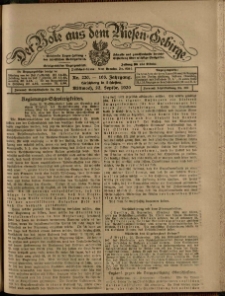 Der Bote aus dem Riesen-Gebirge : Zeitung für alle Stände, R. 108, 1920, nr 220