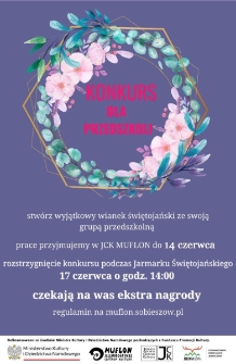 Konkurs dla przedszkoli : stw&oacute;rz wyjątkowy wianek ze swoją grupą przedszkolną - plakat [Dokument życia społecznego]