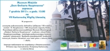 Muzeum Miejskie "Dom Gerharta Hauptmanna" zaprasza na VII Karkonoską Wigilię Literacką - zaproszenie [Dokument życia społecznego]