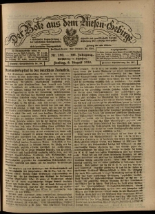 Der Bote aus dem Riesen-Gebirge : Zeitung für alle Stände, R. 108, 1920, nr 180