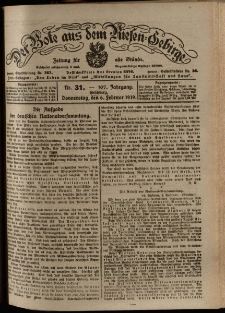 Der Bote aus dem Riesen-Gebirge : Zeitung für alle Stände, R. 107, 1919, nr 31