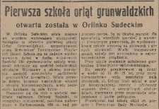 Pierwsza Szkoła Orląt Grunwaldzkich otwarta została w Orlinku Sudeckim