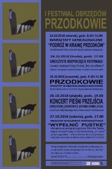 I Festiwal Obrzędów. PRZODKOWIE - ulotka [Dokument życia społecznego]