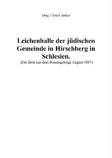 Leichenhalle der jüdischen Gemeinde in Hirschberg in Schlesien [Dokument eloktroniczny]