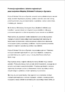 Promocja regionalizmu i zbiorów regionalnych poza budynkiem Miejskiej Biblioteki Publicznej w Zgorzelcu - tekst prezentacji [Dokument elektroniczny]