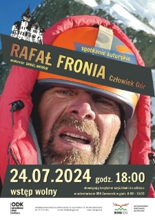 Rafał Fronia. Człowiek Gór - spotkanie autorskie - plakat [Dokument życia społecznego]