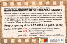 Hauptmannowskie spotkania filmowe - zaproszenie [Dokument życia społecznego]