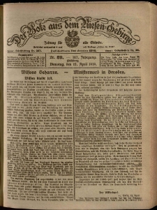 Der Bote aus dem Riesen-Gebirge : Zeitung für alle Stände, R. 107, 1919, nr 89