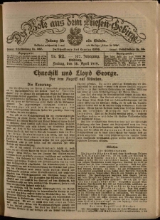 Der Bote aus dem Riesen-Gebirge : Zeitung f&uuml;r alle St&auml;nde, R. 107, 1919, nr 92