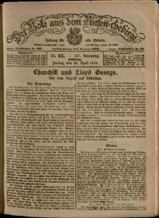 Der Bote aus dem Riesen-Gebirge : Zeitung für alle Stände, R. 107, 1919, nr 92