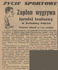 Zapłon wygrywa turniej tenisowy w Jeleniej Górze